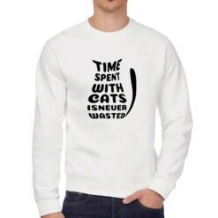 Time Cats felpa senza cappuccio personalizzata uomo digitalshirt bianca