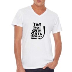 Time Cats t-shirt scollo a v personalizzata uomo digitalshirt bianca