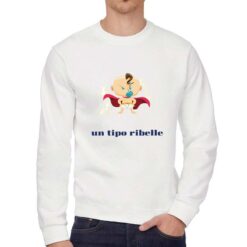Tipo Ribelle felpa senza cappuccio personalizzata uomo digitalshirt bianca