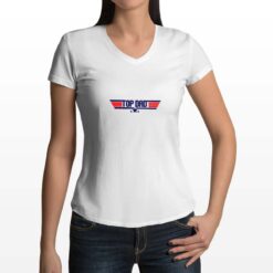 Top Dad t-shirt scollo a v personalizzata donna digitalshirt bianca