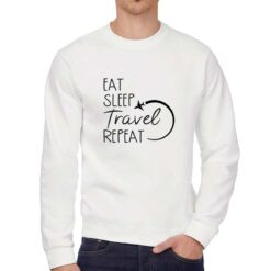 Travel felpa senza cappuccio personalizzata uomo digitalshirt bianca