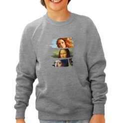 Tre Donne felpa senza cappuccio personalizzata bambino digitalshirt grigia