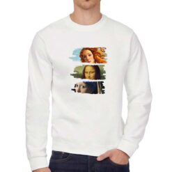 Tre Donne felpa senza cappuccio personalizzata uomo digitalshirt bianca