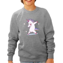 Unicorn felpa senza cappuccio personalizzata bambino digitalshirt grigia