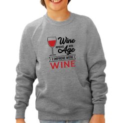 Wine Age felpa senza cappuccio personalizzata bambino digitalshirt grigia