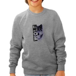 Wolf felpa senza cappuccio personalizzata bambino digitalshirt grigia