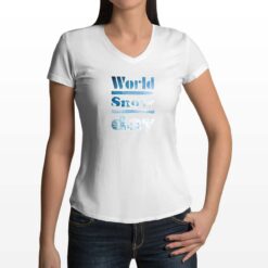 World Snow t-shirt scollo a v personalizzata donna digitalshirt bianca
