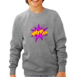WTF felpa senza cappuccio personalizzata bambino digitalshirt grigia