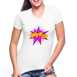 WTF t-shirt scollo a v personalizzata donna digitalshirt bianca