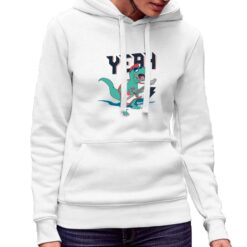 Yeah felpa con cappuccio personalizzata donna digitalshirt bianca.jpg