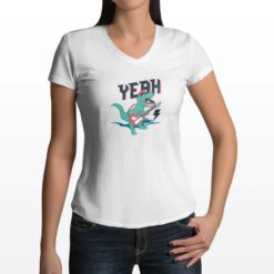 Yeah t-shirt scollo a v personalizzata donna digitalshirt bianca