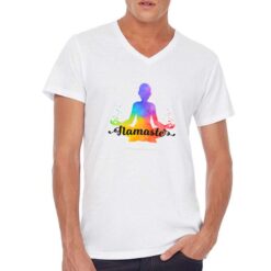 Yoga t-shirt scollo a v personalizzata uomo digitalshirt bianca