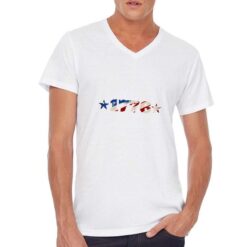 1776 Independence t-shirt scollo a v personalizzata uomo digitalshirt bianca