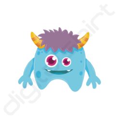 bavaglino grafica mostro azzurro turchese digitalshirt