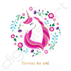 bavaglino grafica unicorns are real fuchsia digitalshirt