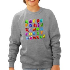 Alfabeto felpa senza cappuccio personalizzata bambino digitalshirt grigia