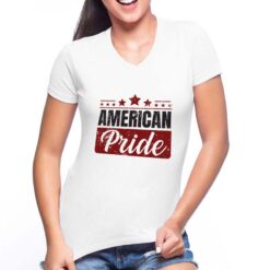 American Pride t-shirt scollo a v personalizzata donna digitalshirt bianca
