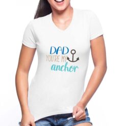 Ancora Papà t-shirt scollo a v personalizzata donna digitalshirt bianca