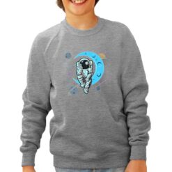 Astronauta Annoiato felpa senza cappuccio personalizzata bambino digitalshirt grigia