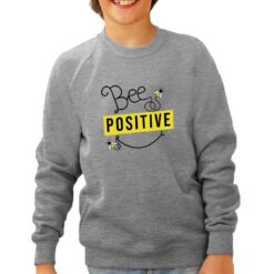 Bee Positive felpa senza cappuccio personalizzata bambino digitalshirt grigia