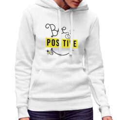 Bee Positive felpa con cappuccio personalizzata donna digitalshirt bianca.jpg