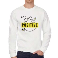 Bee Positive felpa senza cappuccio personalizzata uomo digitalshirt bianca