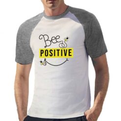 Bee Positive t-shirt bicolor personalizzata uomo digitalshirt grigia