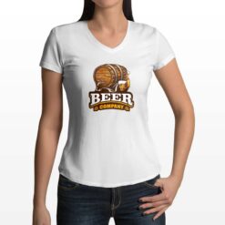 Beer Company t-shirt scollo a v personalizzata donna digitalshirt bianca