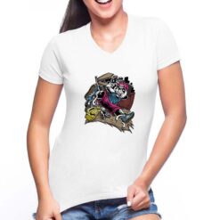 Break Dance t-shirt scollo a v personalizzata donna digitalshirt bianca