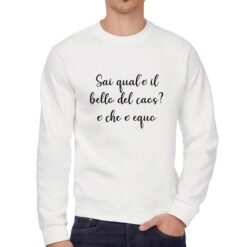 Caos felpa senza cappuccio personalizzata uomo digitalshirt bianca