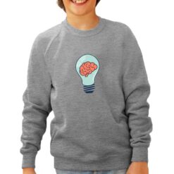 Cervello lampadina felpa senza cappuccio personalizzata bambino digitalshirt grigia