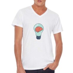 Cervello lampadina t-shirt scollo a v personalizzata uomo digitalshirt bianca