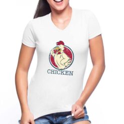 Chicken t-shirt scollo a v personalizzata donna digitalshirt bianca