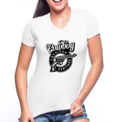 Cowboy t-shirt scollo a v personalizzata donna digitalshirt bianca
