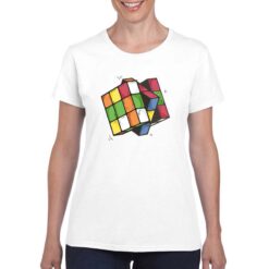 Cubo di Rubrik t-shirt personalizzata donna digitalshirt bianco