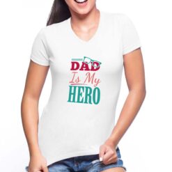 Dad a Colori t-shirt scollo a v personalizzata donna digitalshirt bianca