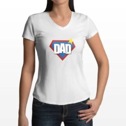 Dad Giallo t-shirt scollo a v personalizzata donna digitalshirt bianca
