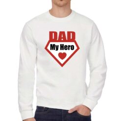 Dad Rosso felpa senza cappuccio personalizzata uomo digitalshirt bianca