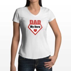 Dad Rosso t-shirt scollo a v personalizzata donna digitalshirt bianca
