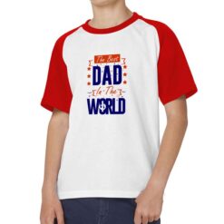 Dad in the World t-shirt bicolor personalizzata bambino digitalshirt rossa