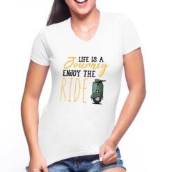 Enjoy the Ride t-shirt scollo a v personalizzata donna digitalshirt bianca