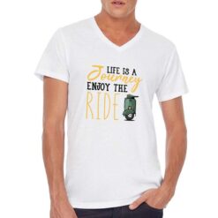 Enjoy the Ride t-shirt scollo a v personalizzata uomo digitalshirt bianca