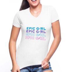 Epic Girl t-shirt scollo a v personalizzata donna digitalshirt bianca