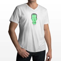 Frankenstein t-shirt scollo a v personalizzata uomo digitalshirt bianca