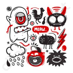 bavaglino graficafunny doodles turchese digitalshirt