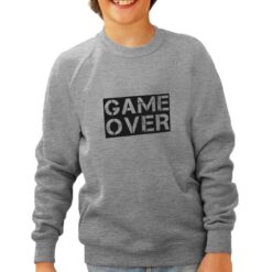 Game over Grafiti felpa senza cappuccio personalizzata bambino digitalshirt grigia