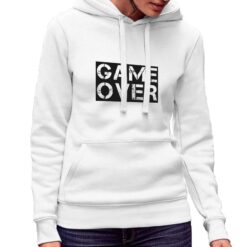 Game over Grafiti felpa con cappuccio personalizzata donna digitalshirt bianca.jpg