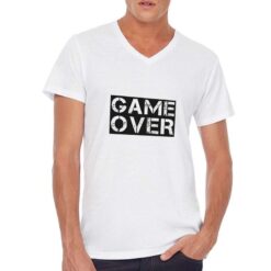 Game over Grafiti t-shirt scollo a v personalizzata uomo digitalshirt bianca