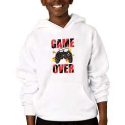 Game Over rosso nero felpa con cappuccio personalizzata bambino digitalshirtbianco
