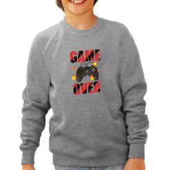 Game Over rosso nero felpa senza cappuccio personalizzata bambino digitalshirt grigia